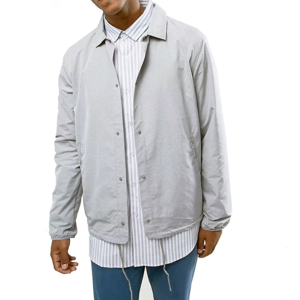 HERSCHEL Supply Co Voyage Coach Jacket Packabe Light Gray Crosshatch Stitch